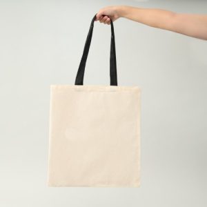 BOLSA DE ALGODÓN CON MANILLA NEGRA 42X38 CM