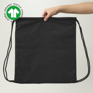 MOCHILA DE ALGODÓN ORGÁNICO CERTIFICADO NEGRO 6 OZ 42X38 CM