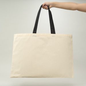 BOLSA DE ALGODÓN CON MANILLA NEGRA 40X60 CM