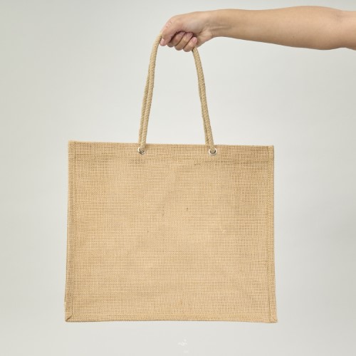 BOLSA DE YUTE CON MANILLA DE CORDÓN ACOLCHADO 35X40X17 (CM)